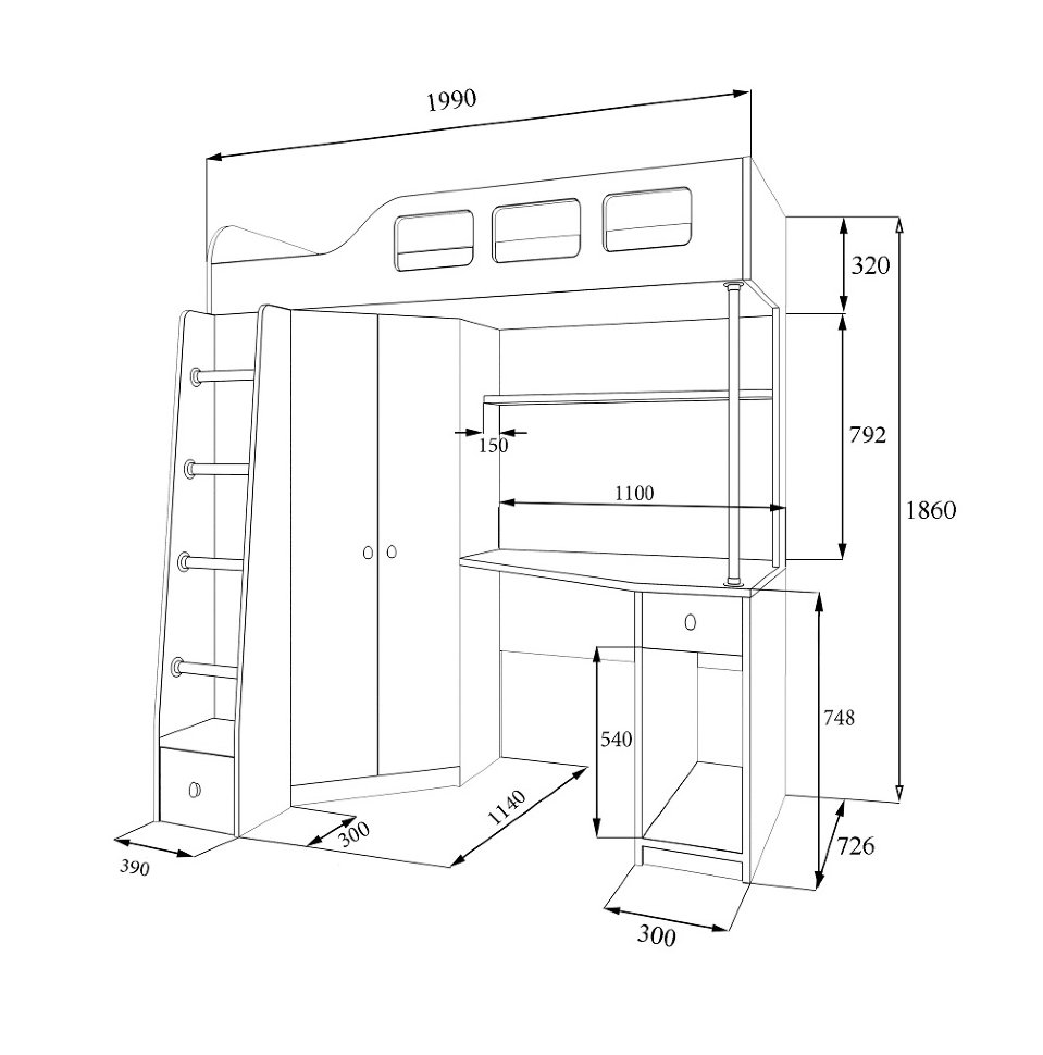 Кровать-чердак Астра 7