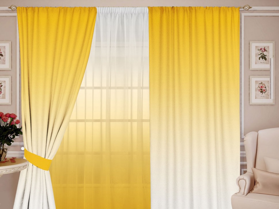 Комплект штор с тюлем Фурия Беж