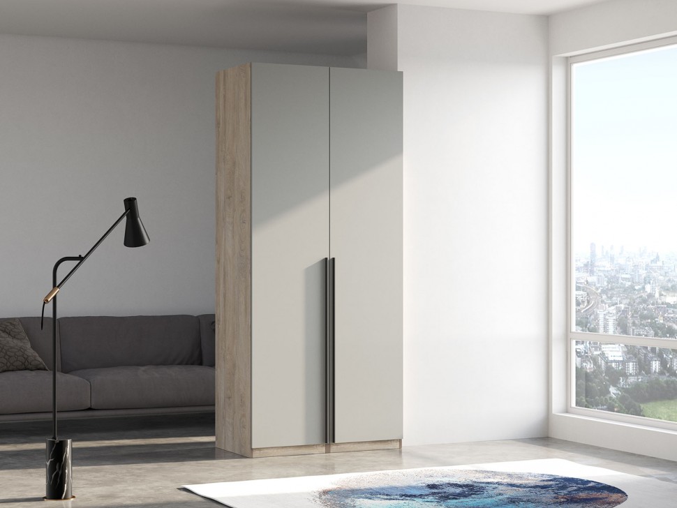 Распашной шкаф Этна 2 двери 100 см узкие ящики