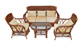 Комплект плетеной мебели Комплект для отдыха &quot;ANDREA&quot; (диван + 2 кресла + журн. столик со стеклом  + подушки)