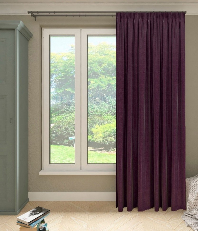 Штора Блэкаут баклажановый