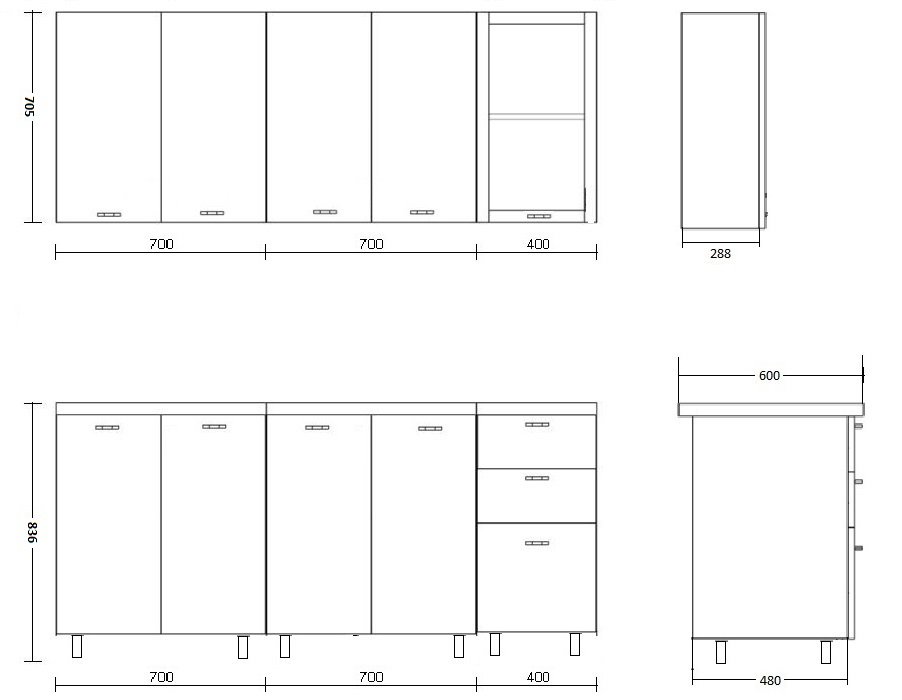 Глянцевый кухонный гарнитур Персик 180 см