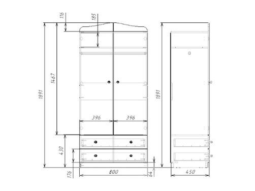 Детский распашной шкаф Цветы
