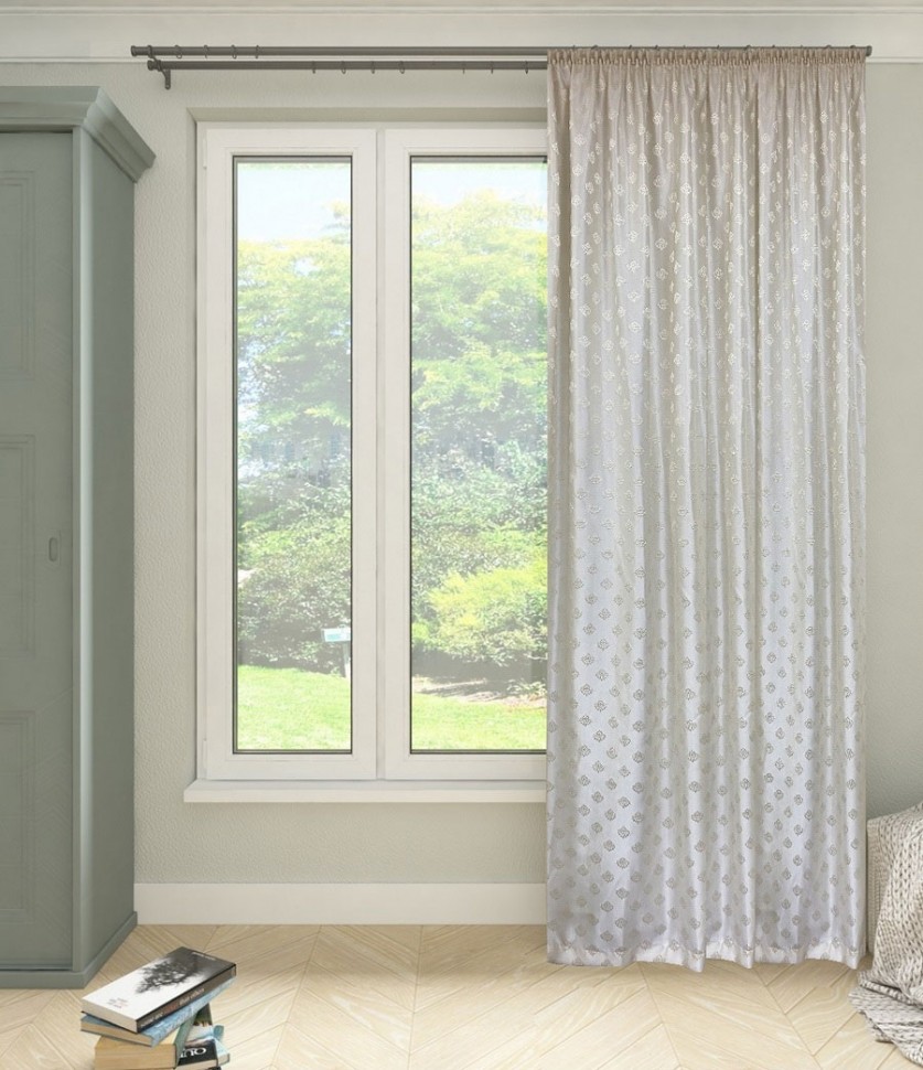 Штора Портьера Вензель золотой/бежевый