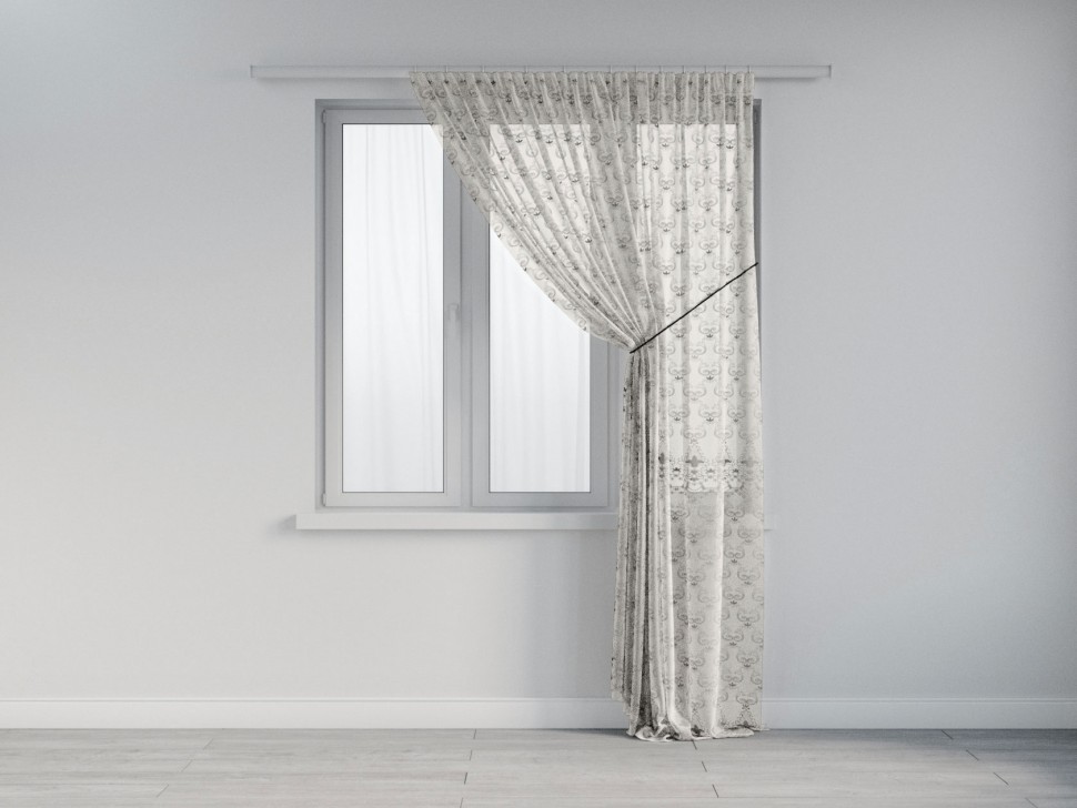 Тюль Тюль ШТ(1-бежевый) вышивка, Размер 300х270