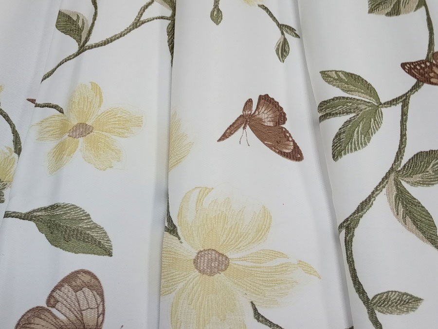 Штора Портьера Цветы Бабочки желто-зеленый/белый